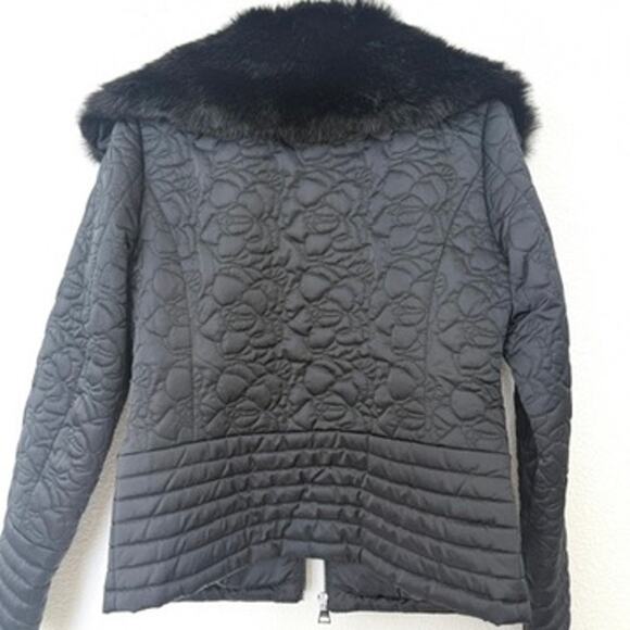 Karl Lagerfeld Paris Quilted Jacket Black Faux Fur Collar Zip Up Women’s S - Picture 6 of 9